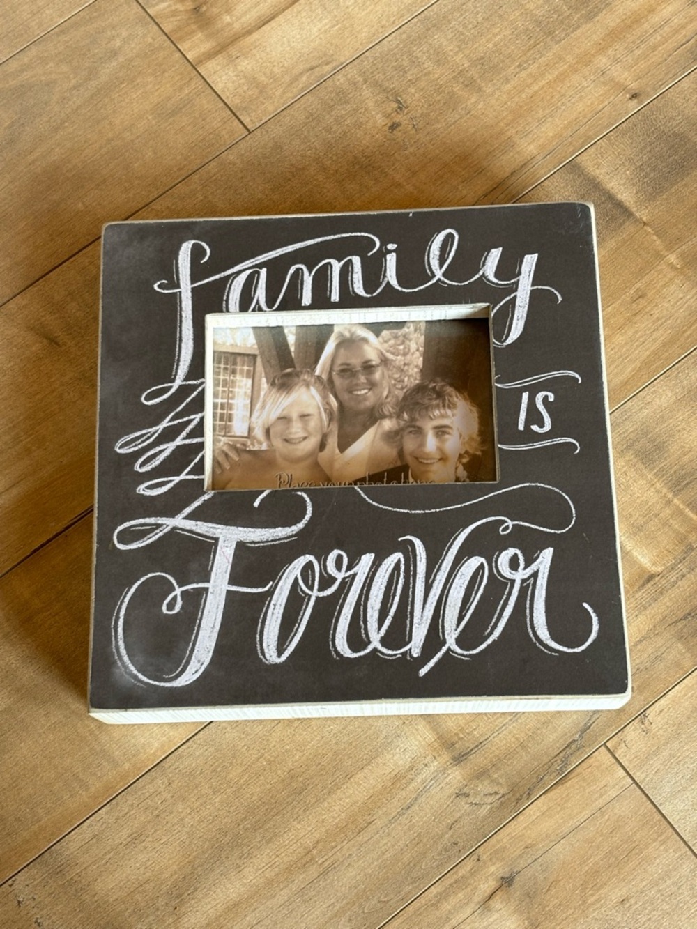 Family Is Forever Black Chalkboard-Style Photo Frame